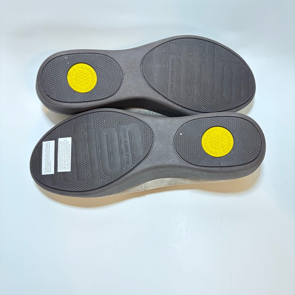 FITFLOP Womens 6.5 Crystal Platform Sneakerloafer TAN Leather Slip-On Shoes NEW - Picture 8 of 8